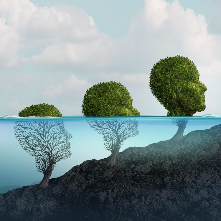 Psychotherapy Psychotherapy and psychology help and escape from despair and emotional mood therapy concept in a 3D illustration style.